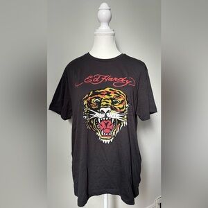 ED HARDY Authentic Retro Biker Tiger Punk Moto Short Sleeve Size Large